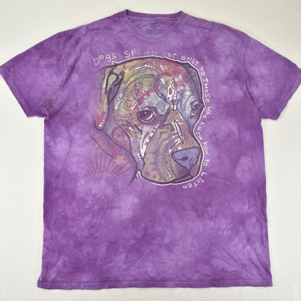 The Mountain Pitbull T-Shirt Purple Tie Dye Dog Graphic Tee Men's 3XL